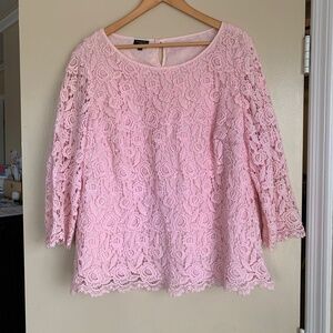 Talbots Woman Pink Crochet Lace Top Sz.20W Spring Summer Easter Wedding Shirt
